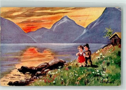 Kinder Hast du mich lieb WB SS Nr.5219 Künstlerkarte Hoffmann, Ad. Gebrauchsspuren