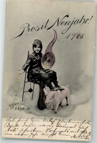 1904 Schornsteinfeger Schwein Münzen Füllhorn 1904