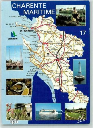 Royan 1993 Leuchtturm Hafen Landkarte Ort lt. Stempel