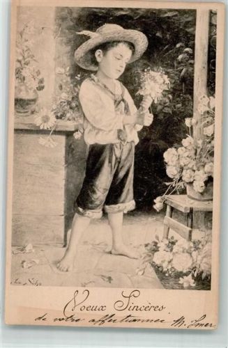 1902 Kind Blumen Voeux Sinceres