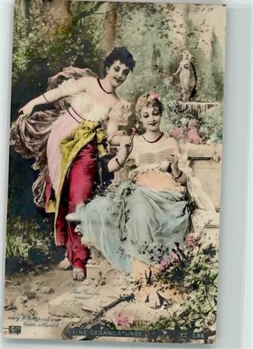 Nr. XII 596 Frau Mode Eine Gesangsstunde GL & Co Foto AK
