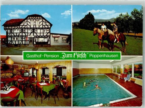 Poppenhausen 1981 Schwimmbad Gasthaus Pension zum Hirsch