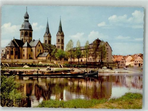 Seligenstadt 1952 Abtei Kirche Frachtkahn