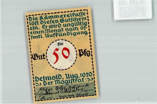 Detmold 1920 50 Pfg Gutschein Nr. 539936
