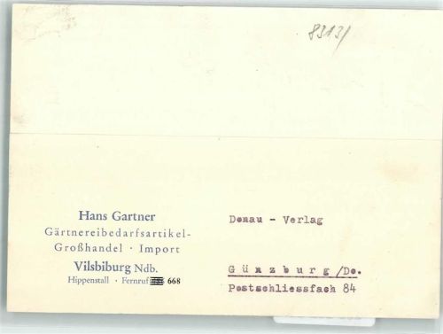 Vilsbiburg 1954 Handlung Hans Gärtner Geschäftskorrespondenz