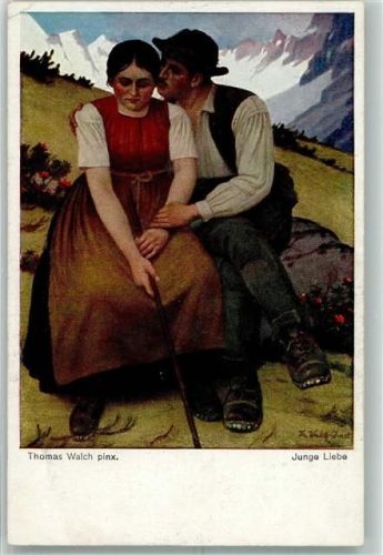 Junge Liebe Mann umarmt Frau vor Hochgebirgskulisse Münchener Kunst Nr. 215