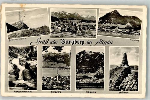 87545 W8978 Burgberg i. Allgäu Foto AK Grünten Sender Jägerdenkmal Kirche Starzlachklamm Gruß