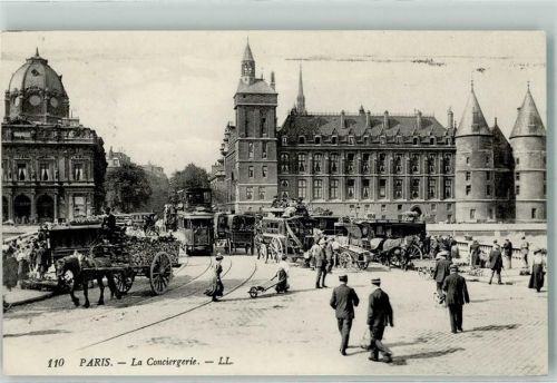 Paris 1913 Straßenbahn Pferdeagen Kutsche La Conciergerie