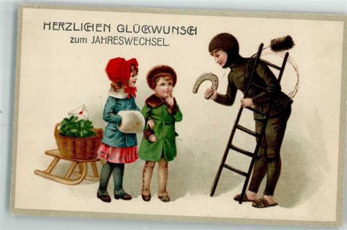 Schornsteinfeger Kinder Schlitten Muff Klee Hufeisen M.S.i.B. 1853