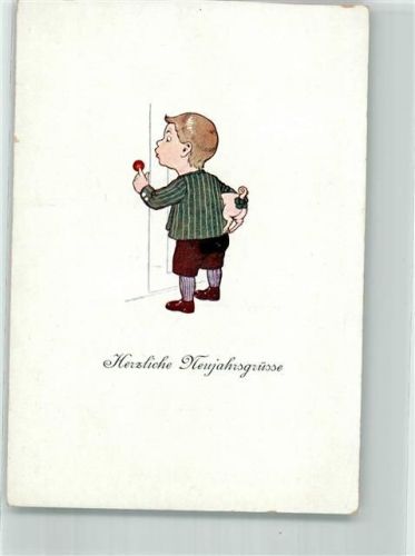 Kind klingelt an der Tür Neujahr Verlag H. Ch. , Wien Nr. 011