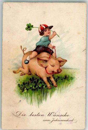 Kind Schwein Kleeblätter