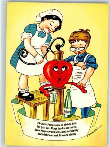 1971 Quellwasser Brunnen Kinder Herz vermenschlicht sign. Marker Comic Verlag Schöning Scherz 80-f