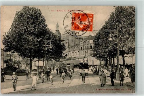 Nancy 1910 Straßenbahn Place Sainte Jean Briefmarke Bildseite
