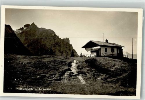 Hochlandhütte Foto AK Hüttenstempel