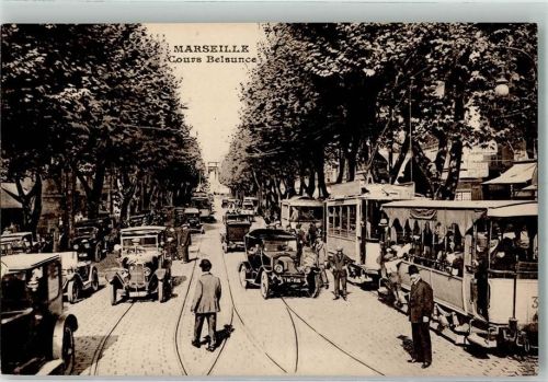 Marseille Straßenbahn Auto Oldtimer Cours Belsunce