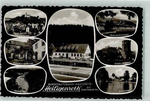 Heiligenroth Blick zum Schloss Schwimmbad Wolfsturm Autobahn-Raststätte Oldtimer