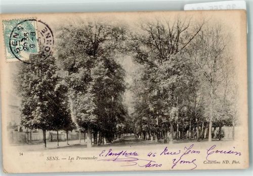 Sens 1906 Promenade Briefmarke Bildseite