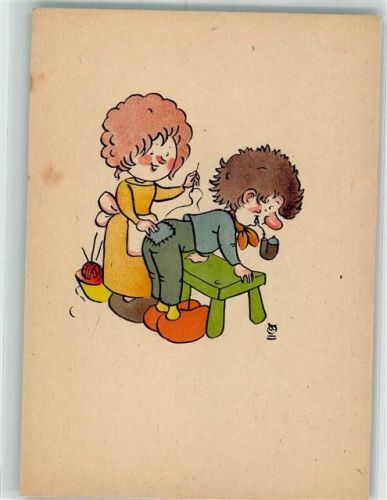 Frau näht dem Pfeife rauchenden Mann den Hosenboden Walter Gaertner Verlag 514