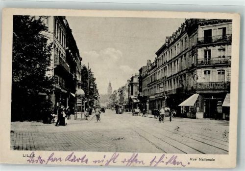 Lille 1918 Straßenbahn Rue Nationale