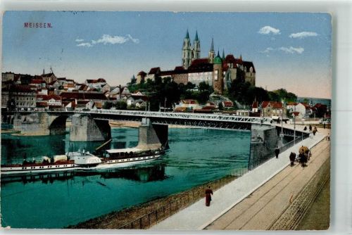 Meißen 1917 Albrechtsburg Dom Raddampfer Pirna