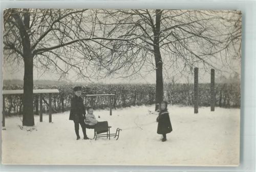 Wesel 1916 Winter Schlitten Kinder Ort lt. Stempel