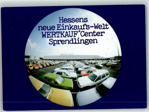 Sprendlingen Einkaufscenter Wertkauf Parkplatz in Fischaugenperspektive