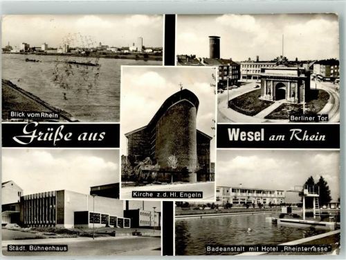 Wesel Berliner Tor Städt. Bühnenhaus Freibad m. Hotel Rheinterrassen