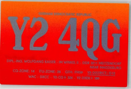 Meitzendorf 1987 Funkerkarte Y24QG German Democratic Republic Wolfgang Kaiser Im Winkel 2