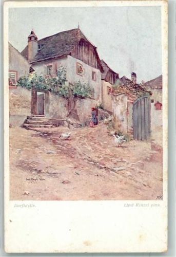 1913 sign. Kinzel, Liesl Dorfidylle Verlag Wiener Kunst B.K.W.I. Nr. 1476