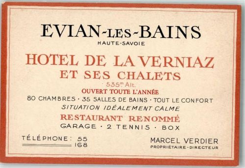 Evian-les-Bains Hotel de la Verniaz Informationskarte