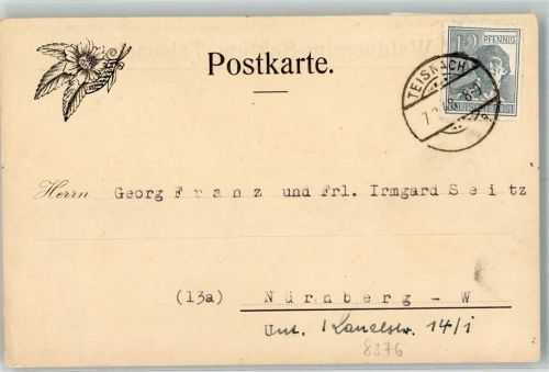 Teisnach 1948 Einladung Hochzeit Georg Franz