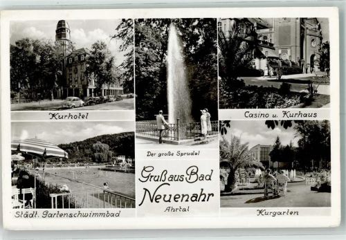 Bad Neuenahr Kurhotel Sprudel-Wasserfontaine Kasino Kurhaus Garten-Schwimmbad Kurgarten