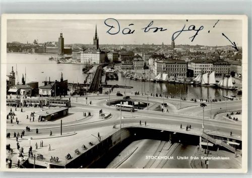Stockholm 1937 Hafen Omnibus Straßenbahn