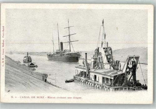 Suez Frachtschiff Baggerschiff Canal de Suez