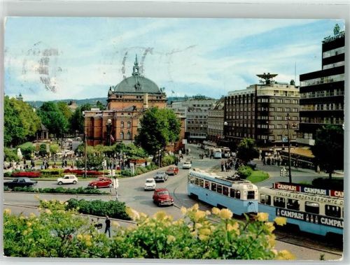 Oslo 1968 Straßenbahn Auto Nationaltheater