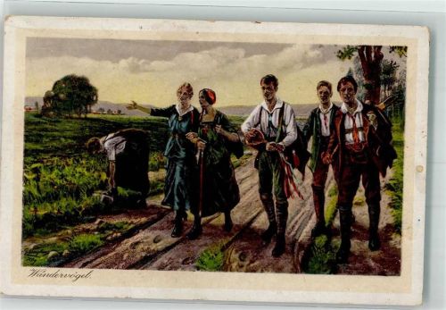 Frauen Mandoline Tracht Naturfreunde Künstlerkarte