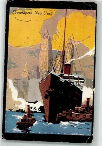New York City 1920 Wolkenkratzer Dampfer Success Postal Card Co Nr. 120 Künstlerkarte