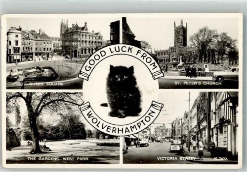 Wolverhampton 1956 Queen Square The Gardens West Park St. Peter´s Church Victoria Street Auto Katze