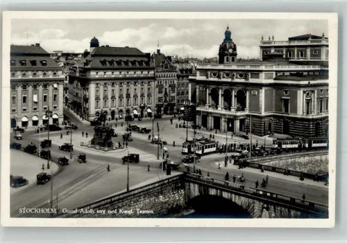 Stockholm Straßenbahn Denkmal Gustaf Adolfs torg Kungl. Teatern