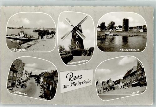Rees 1966 Windmühle Fähre Rhein Dellstrasse Marktplatz