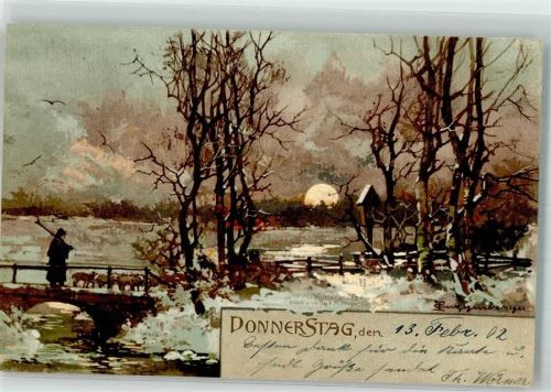 1902 Donnerstag Wintergrüße Hirte Schafe