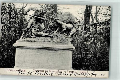 Tiergarten 1905 Jagdgruppe am großen Stern Eberjagd