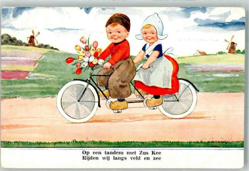 Tandem Hollandkinder Tracht Tulpen Windmühle W-S B 2008
