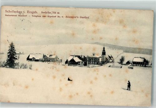 Schellerhau 1911 Station Kipsdorf Gasthaus Schreyer Winter