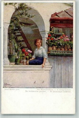 Am Blumenbalkon Vogelkäfig Wiener Volkskunst Nr. 602