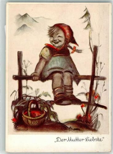 Nr. 5195 Verlag Josef Müller Kind sitzt auf dem Zaun