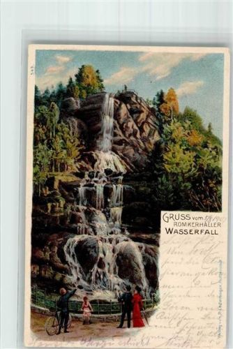 38640 W3380 Oker 1901 Lithographie Romkerhaller Wasserfall