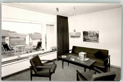 Hofbieber Ferienbungalow Wohnzimmer Foto Original aus Archiv eines Ansichtskartenverlags Ort handschriftlich