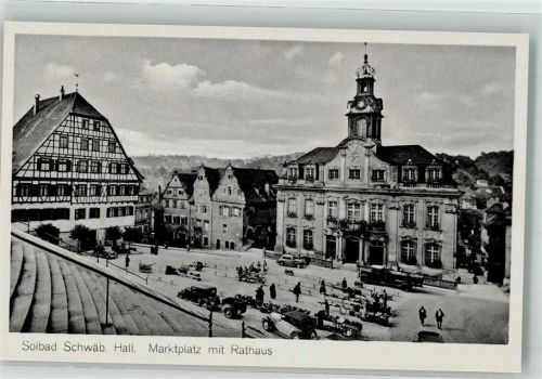 Schwäbisch Hall Marktplatz Rathaus Auto Oldtimer LKW