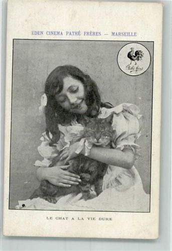 Marseille Pathe - Filmindustrie Le Chat a la vie Dure - Eden Cinema Pathe Freres - Kind mit Katze